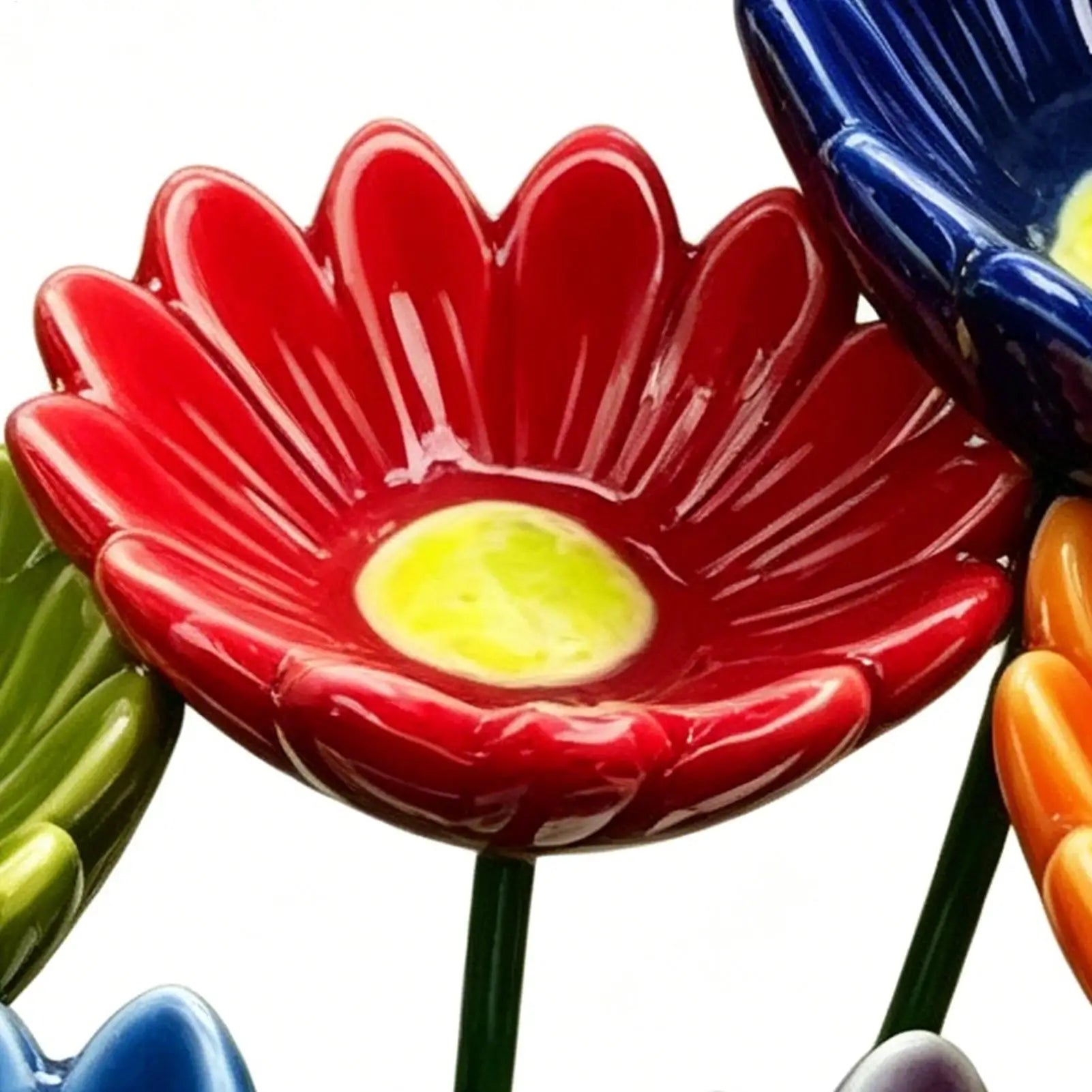 Ceramic Bee Watering Station for Garden 6 Pieces Ceramic Flower Shaped Bird Bath Bee Drinking Station for Bird Butterfly Zpaxo