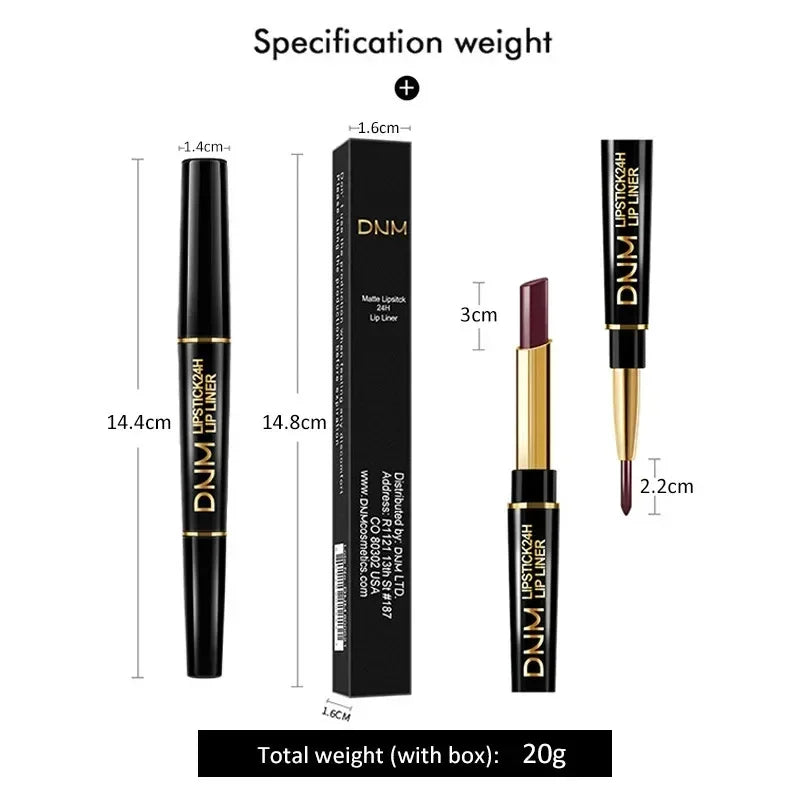 1 Matte Lipstick Pencil Double Ended Lip Liner Pen Red Nude Long