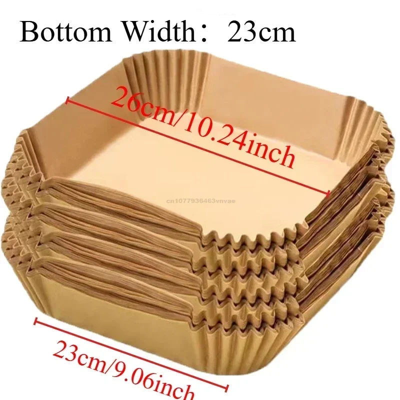 Square&Round&Rectangle Disposable Baking Paper Hot Air Fryer Paper Airfryer Cooking Baking Reusable Oven Food Waxed Paper Foil Zpaxo 23CM-Square 200PCS