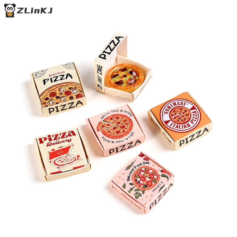 ▶6pcs Miniature Pizza Or Packing Box Model For 1:6/1:12 Scale Dollhouse Kitchen Food Decor Toy Doll House Accessories Zpaxo