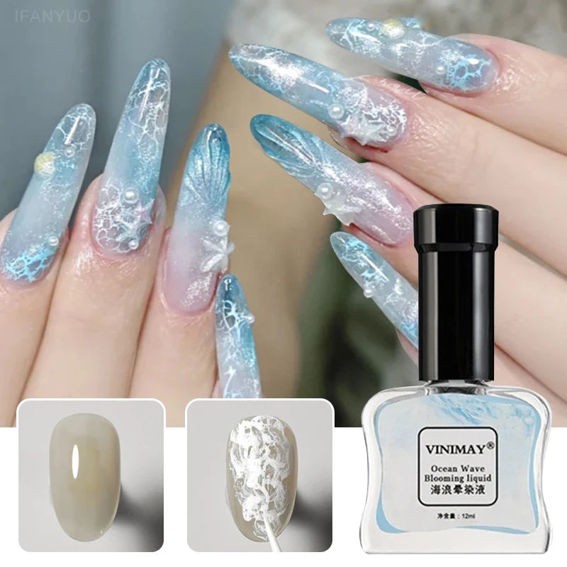 Bubble Ocean Wave Nail Art Glue White Black Lace Quickly Blooming Gradient Nail Painting Art Poke Gel UV LED Soak Off Varnish Zpaxo