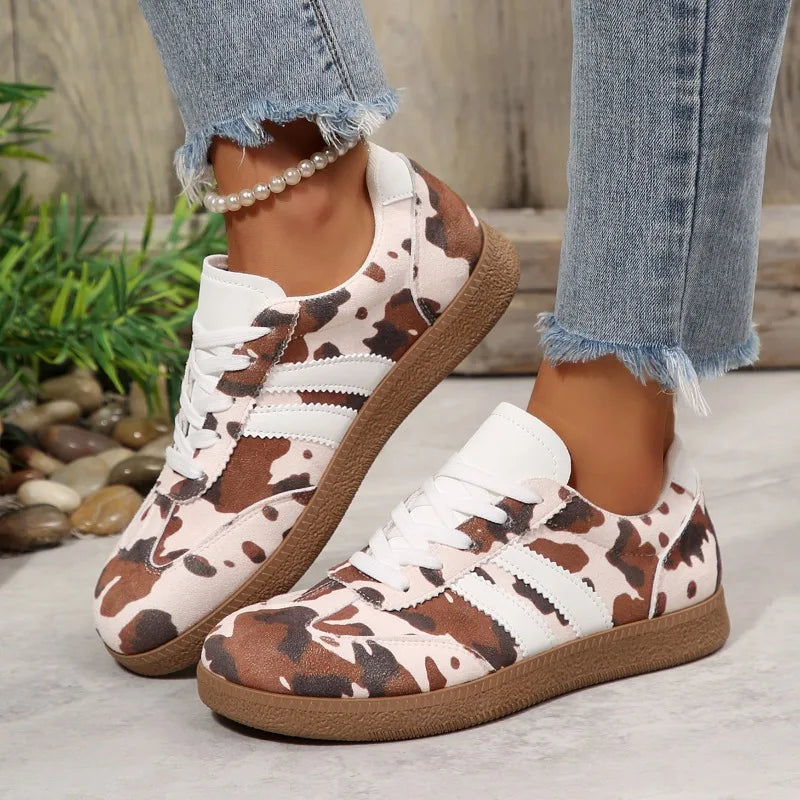 Women's Spring Autumn Round Toe Comfortable Lace Vintage Shallow Zpaxo