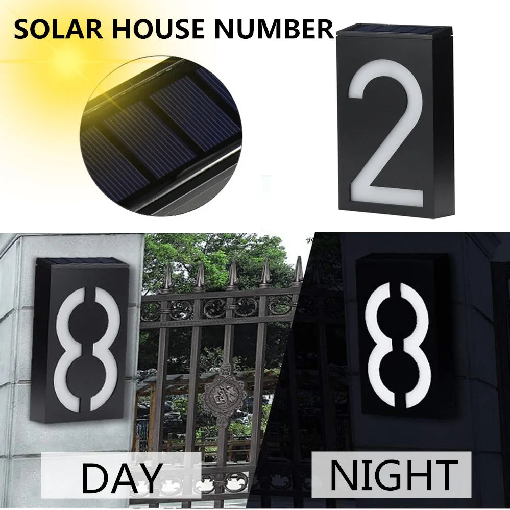 Solar LED House Number Outdoor Address Lights Waterpoof Garden Zpaxo
