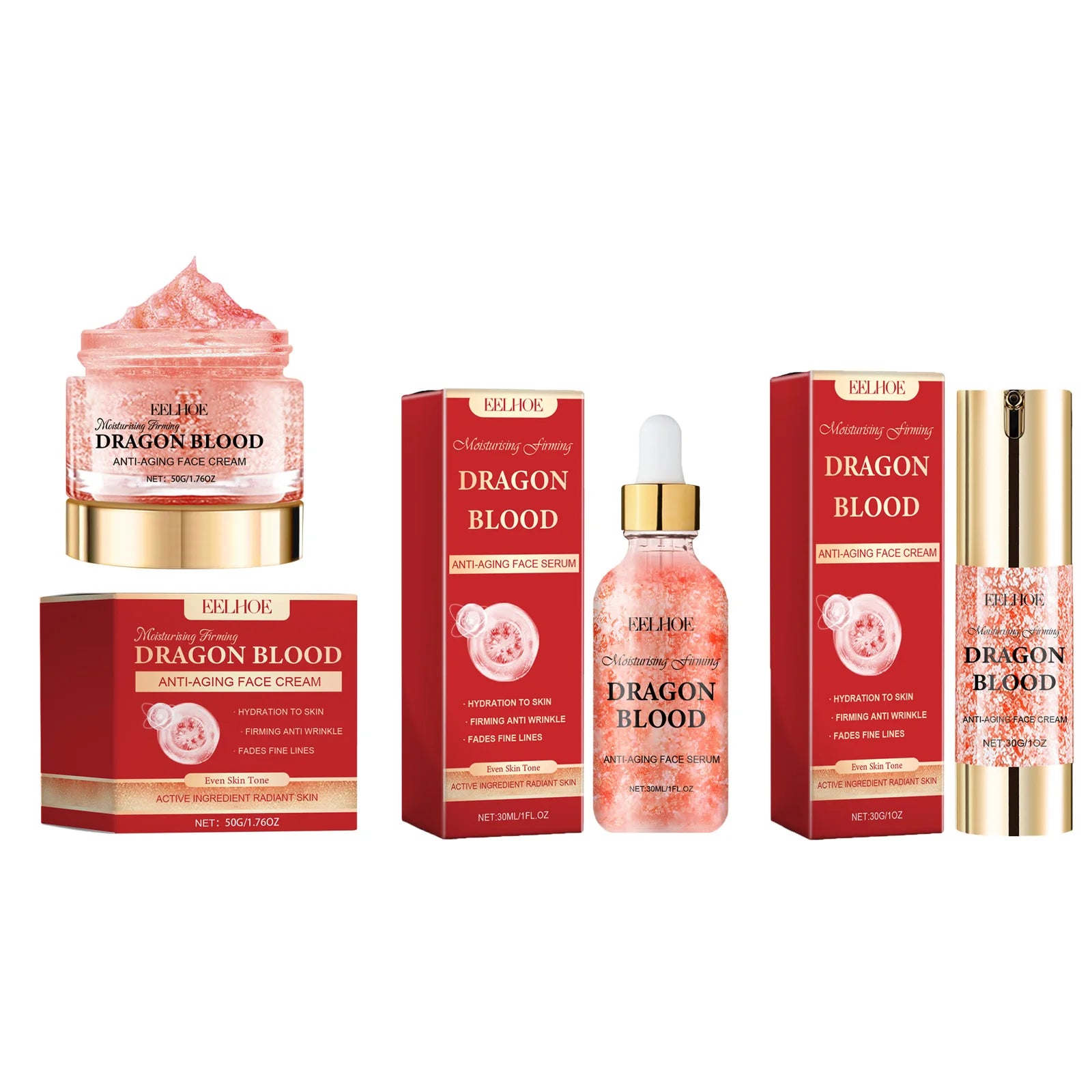 EELHOE Dragon's Blood Anti-Aging Skincare Set | Serum & Cream Anti-Aging Skincare Set Zpaxo 3 IN 1