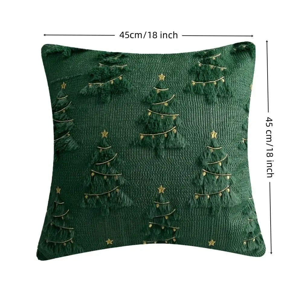 Christmas Plush Pillowcase – Xmas Tree & Reindeer Cushion Cover Festive Pillow Cover Zpaxo