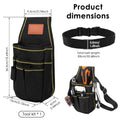 Tool Bag with 32 inch Belt Multi-Purpose Tool Holder Organiser 600D Oxford Fabric for Carpenter Gardener Builder and DIY Enthusi Zpaxo black
