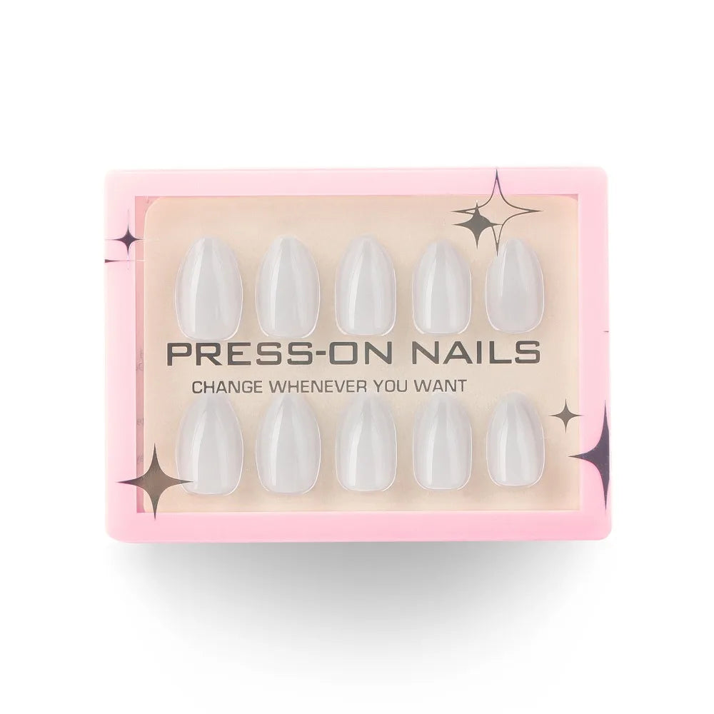 Manicure Long Almond False Nails Simple French Press Solid Detachable Zpaxo GD44