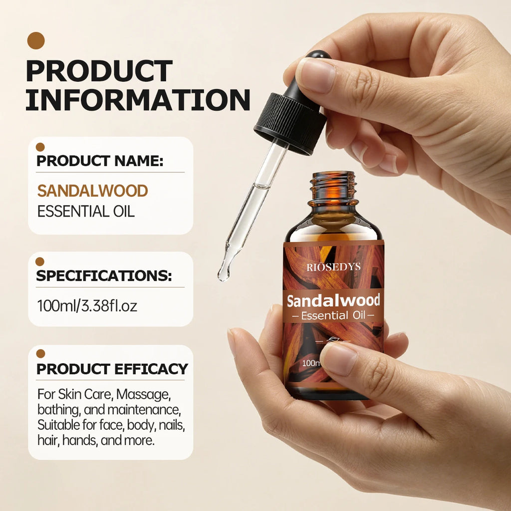SANDALWOOD ESSENTIAL OIL moisturizing and nourishing massage oil suitable for skincare, fragrance, massage, and all skin types. Zpaxo