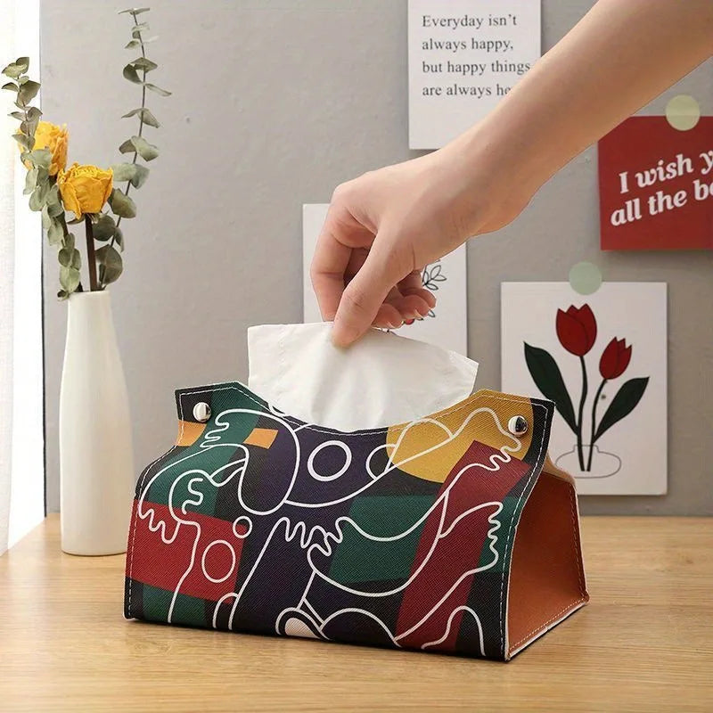 1 Minimalist PU Leather Tissue Box Cover Simple Design Living Room
