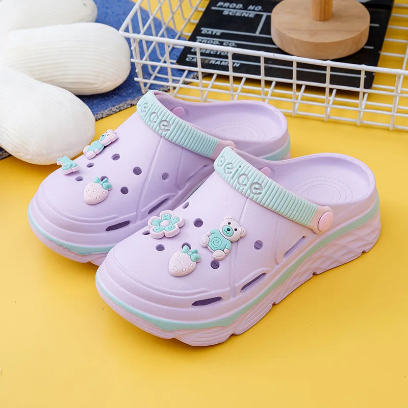Women Chunky Platform Clogs Sandals Summer Non-slip Beach Slippers Zpaxo PURPLE 39-40