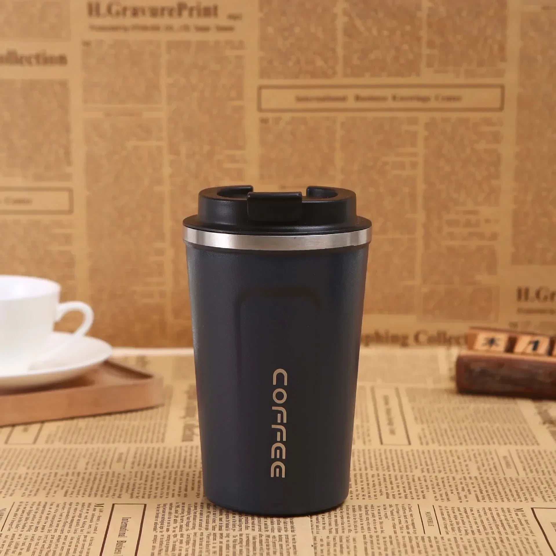 Leak-Proof Travel Thermos Mug 380/510ml – Double Wall Steel Travel Thermos Mug Zpaxo 380ML Blue as picture show