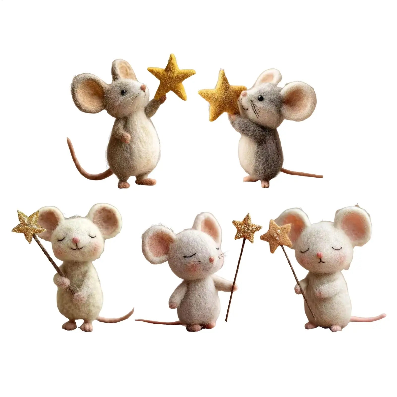 Felt Mice Toy Cute Tabletop Decor Easter Holiday Home Fireplace