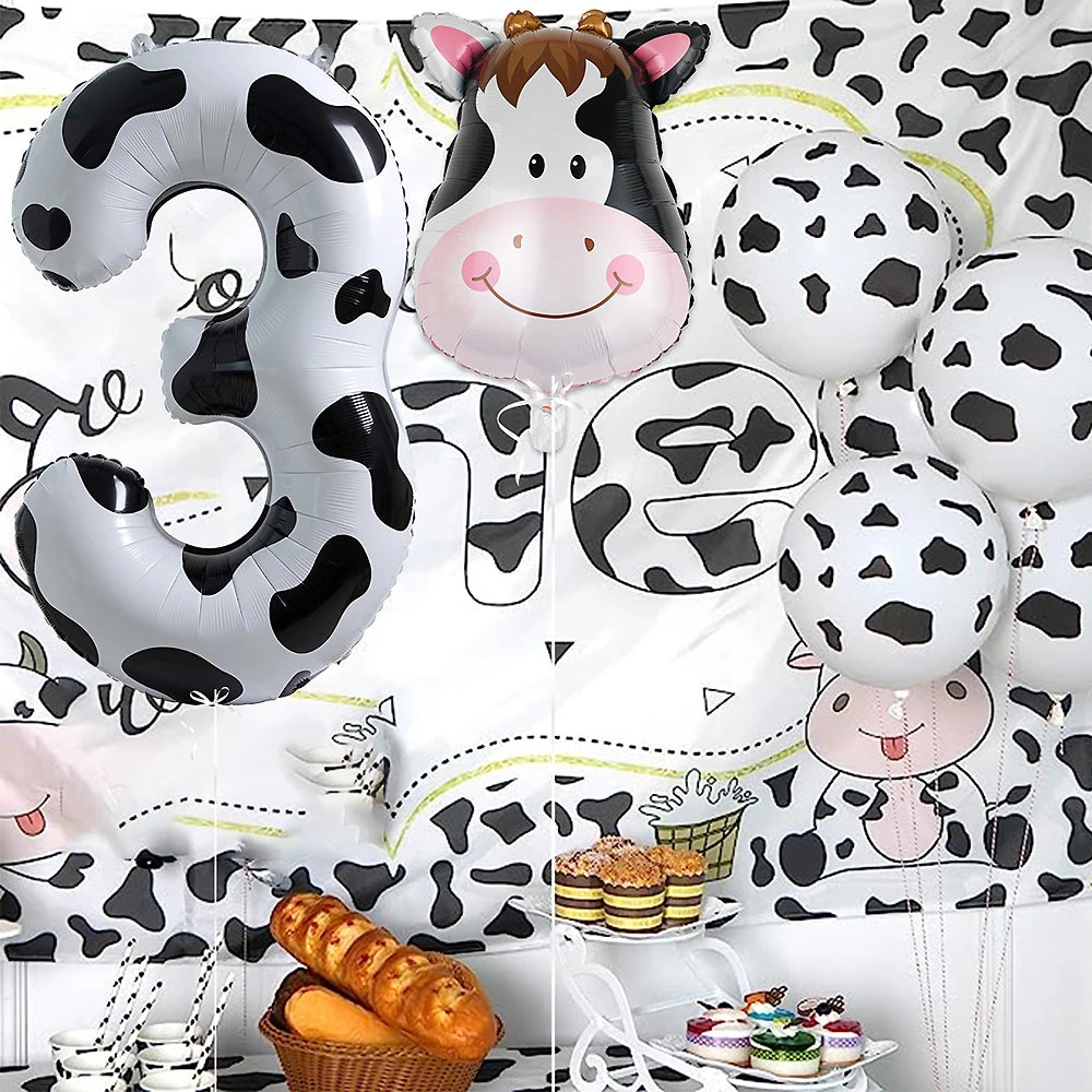 Cow Print Number Balloons 1 2 3 4 5 6 7 8 9 Figure Foil Balloon Holy