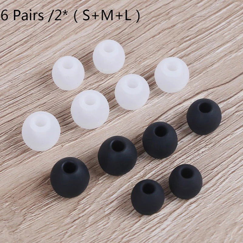 6 Pairs Silicone Rubber Earplug Ear Pads Universal In-ear Earphone