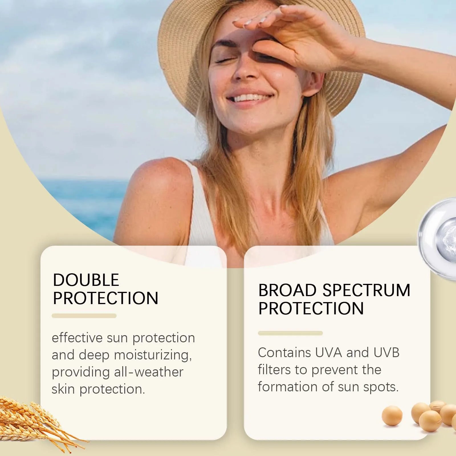 Ouhoe SPF 50+ Mild Moisturizing Sunscreen UVA/UVB Sunblock 50g Moisturizing Sunscreen Zpaxo