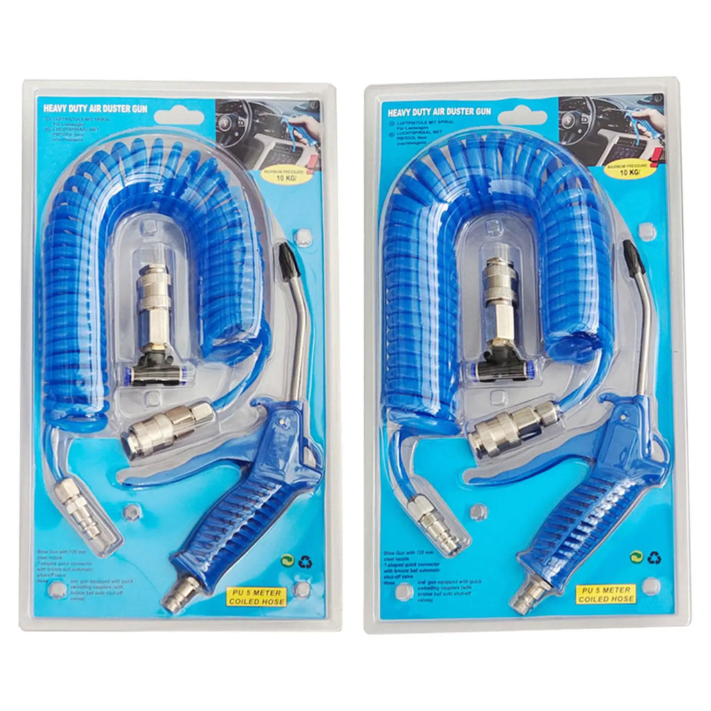 Air Blow Duster Set with 5 Meter Long Coil Pu Hose for Truck Air Compressor Dust Removal Air Duster Cleaning Nozzle Tool Zpaxo