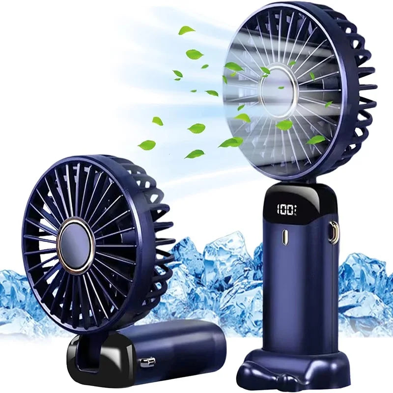 USB Handheld Fan Foldable Electric Fan Portable Rechargeable Fans With Lanyard Base Mini Fan With LED Display For Outdoor Travel Zpaxo