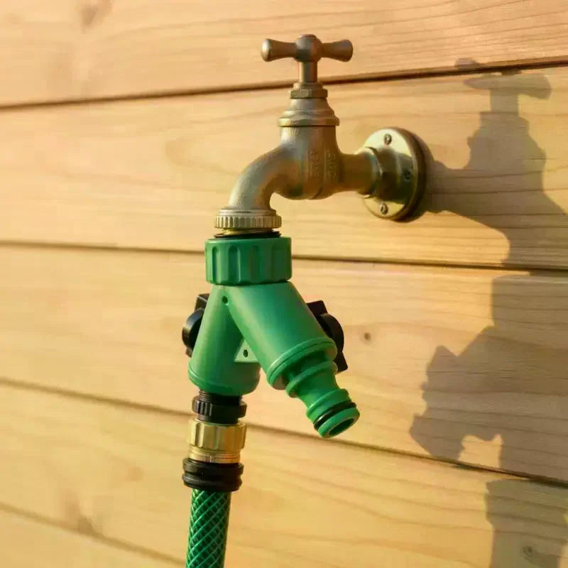 Garden Water Splitter Y Connector 2-Way Valve Switch Quick Plastic Zpaxo