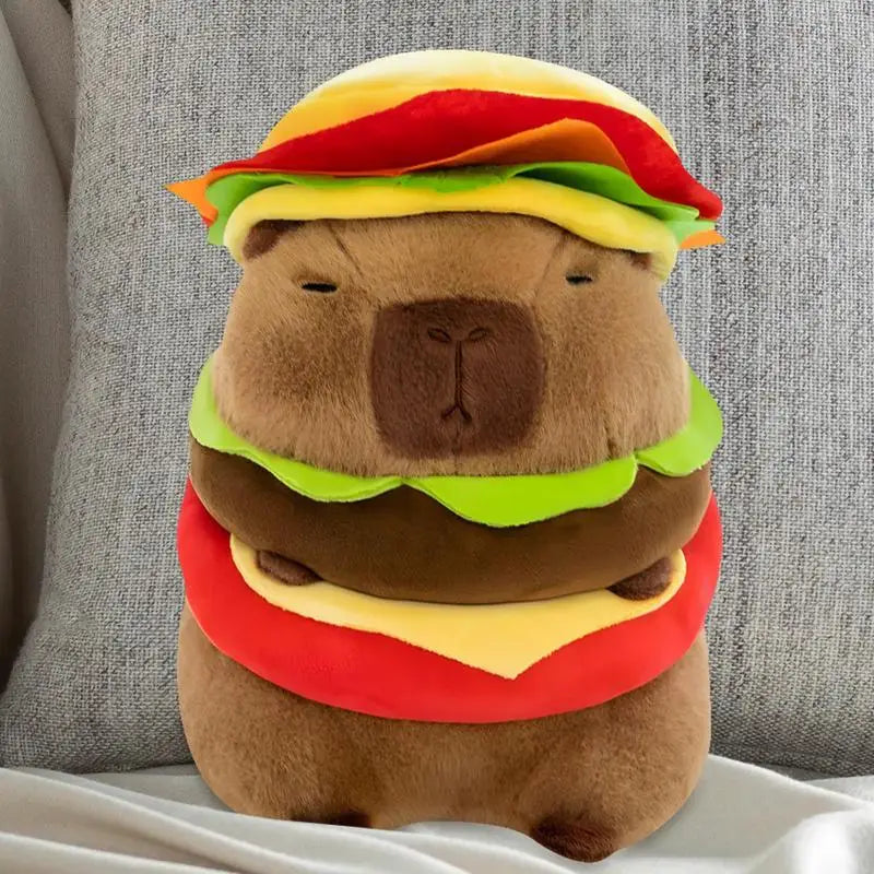 Hamburger Capybara Plush Plushies Cute Soft Doll Pillow Comfortable Zpaxo