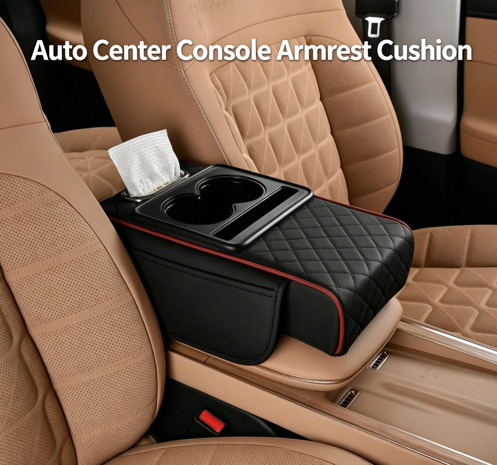 Auto Center Console Armrest Cushion 2 Cup Holders Heightening Pad Zpaxo