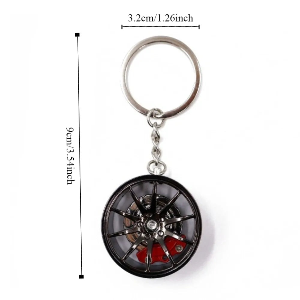 3D Wheel Hub Car Key Chain Fidget Alloy Model Car Tire Brake Disc Keychain Keys Holder Bags Pendant Fingertip Gadget Keyring Zpaxo