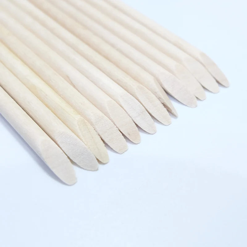 Nail Cuticle Pusher Orange Wood Sticks Nail Manicures Remover Wooden Design Nail Gel Polish Drawing Stick for Nail Art Zpaxo