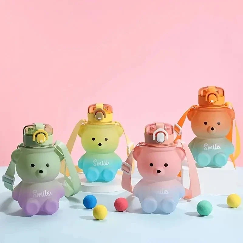Bear Gradient Cute Water Cup Summer High-value Girl Plastic Portable