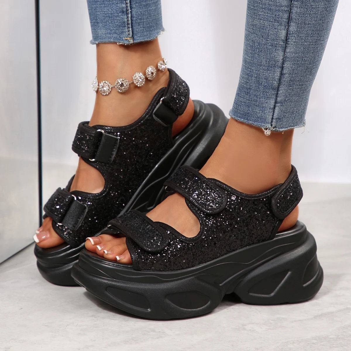 2025 New Women Wedge Sandals Summer Fashion Thick Sandals Trend Casual Shoes Increased Wear Lightweight Beach Shoes for Women Zpaxo