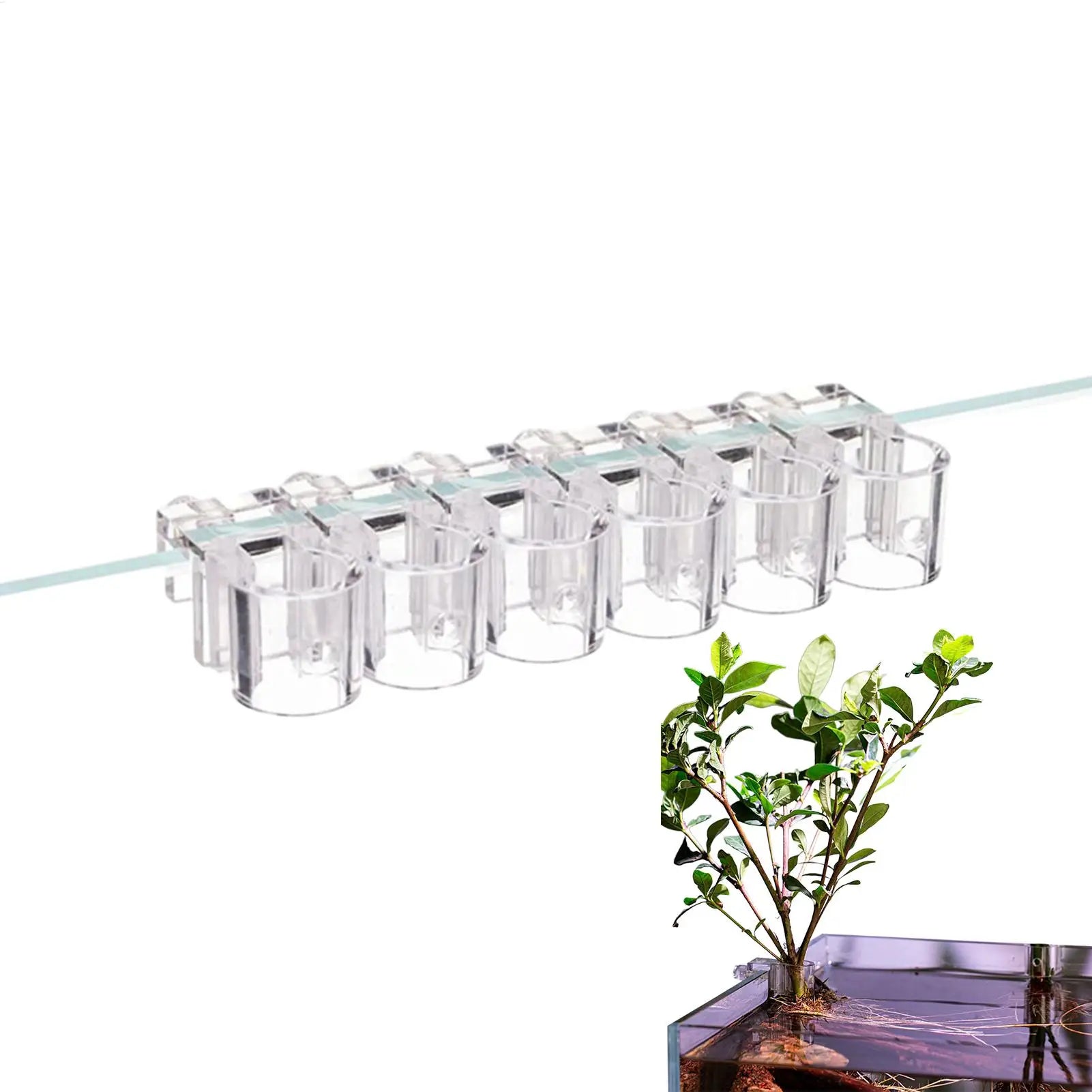 Fish Tank Plant Holder 6 Pieces Clear Bracket Hangable Aquarium Plant Cups for Fish Tank Home Grow Planting Cultivation Water Zpaxo