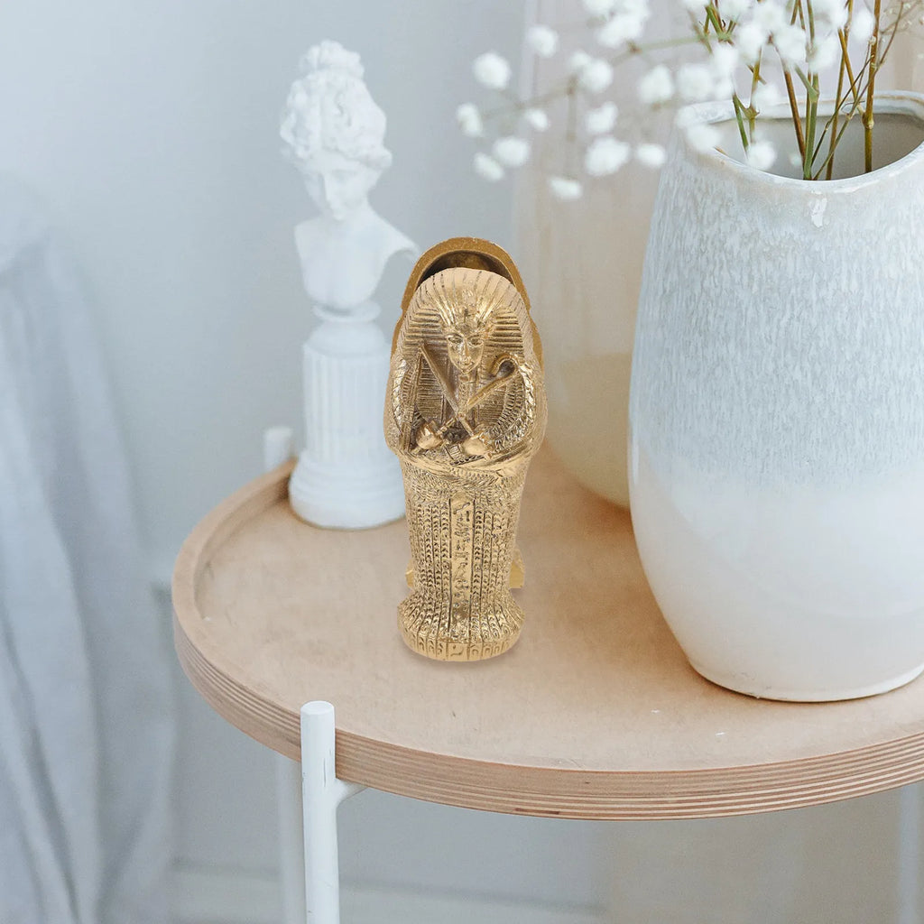 Skull Desktop Decor Resin Egyptian Mummy Coffin Ornament Home Office