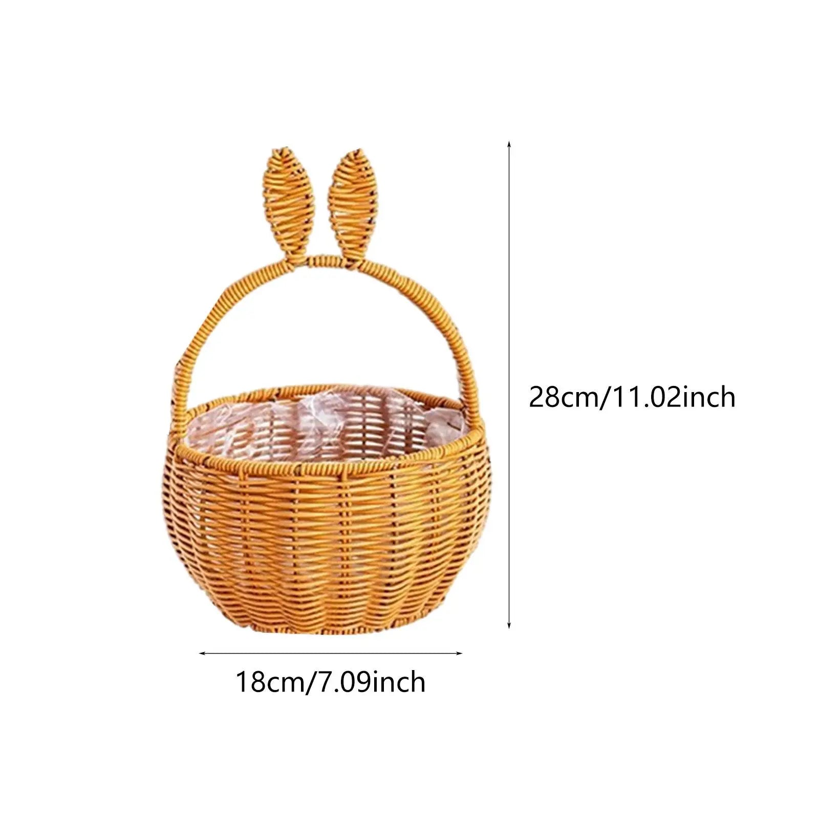 Adorable Bunny Ears Woven Basket for Easter Gifts for Picnic Wedding Party Candy Flower Basket Empty Snacks Basket Decor Zpaxo Brown