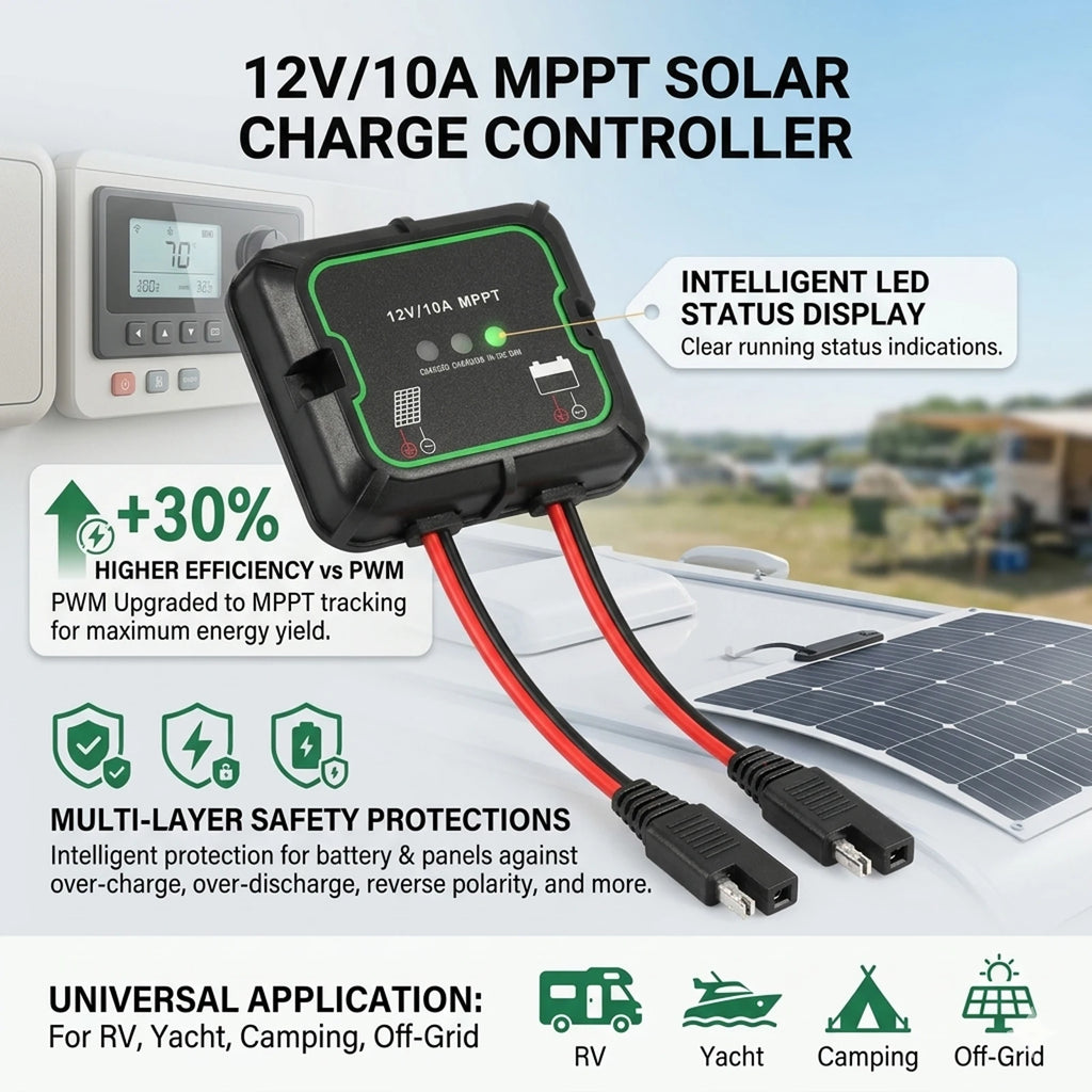 MPPT Solar Charge Controller 12V Efficiency Regulator LiFePO4 AGM
