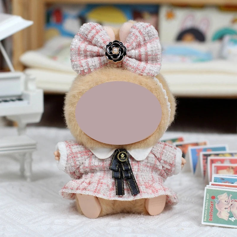 Labubu Black & White Plaid Dress Set – DIY Mini Doll Clothes Doll Clothing Set Zpaxo