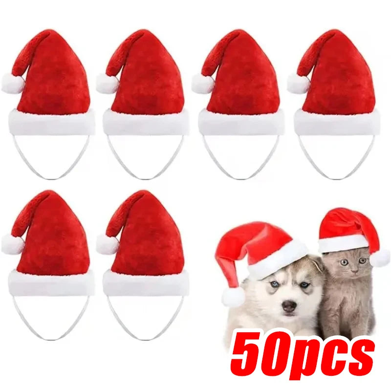 Festive Pet Santa Hats Dogs Cats Plush Christmas Costume Cap Small