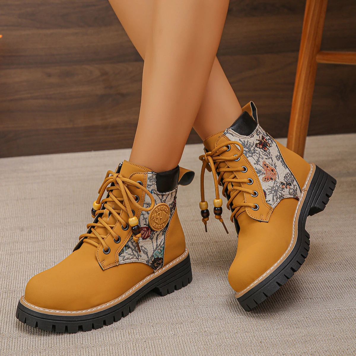 Women Ankle Boots 2025 New Luxury Brands Classic Boots High Top Motorcycle Shoes Designer Casual Women Shoes Zapatos De Mujer Zpaxo YELLOW 43