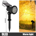 Solar 9 LED Ground Lights Outdoor IP65 Waterproof Brightness Zpaxo 9led-Warm Light