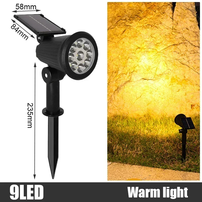 Solar 9 LED Ground Lights Outdoor IP65 Waterproof Brightness Zpaxo 9led-Warm Light