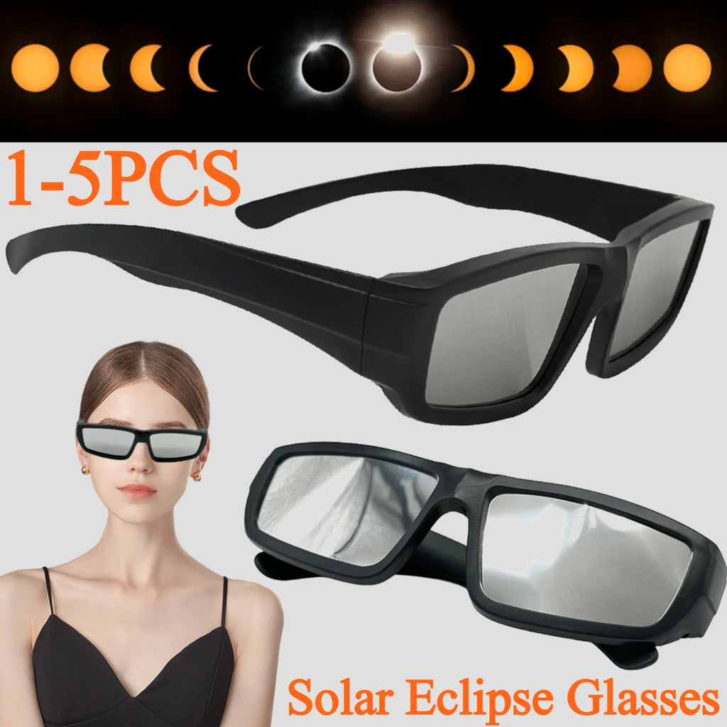 1- Safe Solar Eclipse Glasses Plastic Frame Professional Viewer Shade