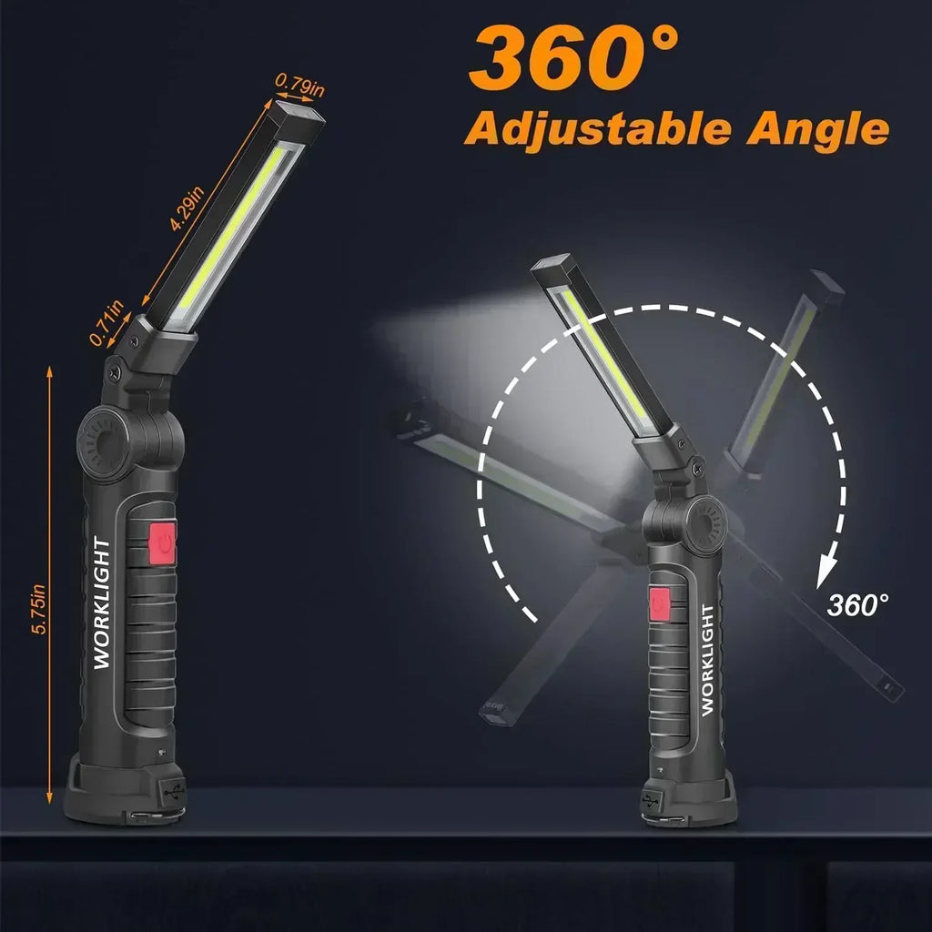 LED COB Work Light – Magnetic, Rechargeable, 360° Rotating