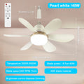 Home E27 Base Ceiling Fan Light with 30W LED Night Lights 3 Adjustable Lighting Modes Remote Control High Wind Power Ceiling Fan Zpaxo 52cm White