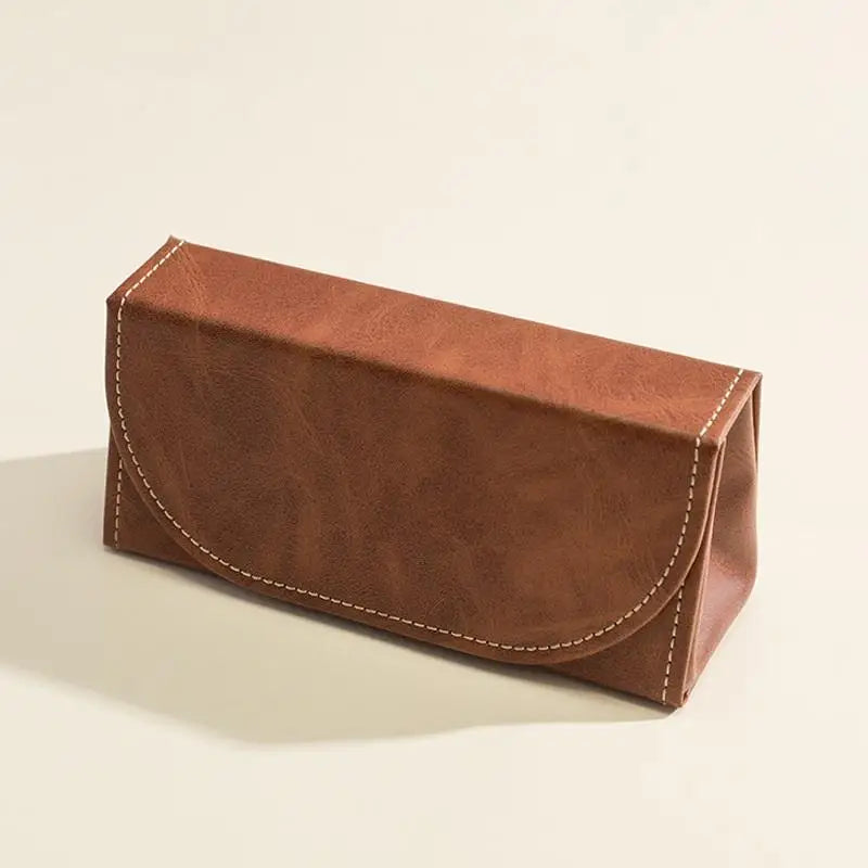 Premium PU Large Capacity Men's Eyeglass Case Shockproof Portable Zpaxo Brown