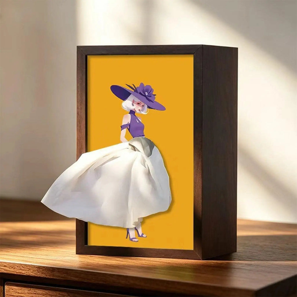 Wood Tissue Box Cover Modern Ballet Girl Pattern Dispenser Napkin