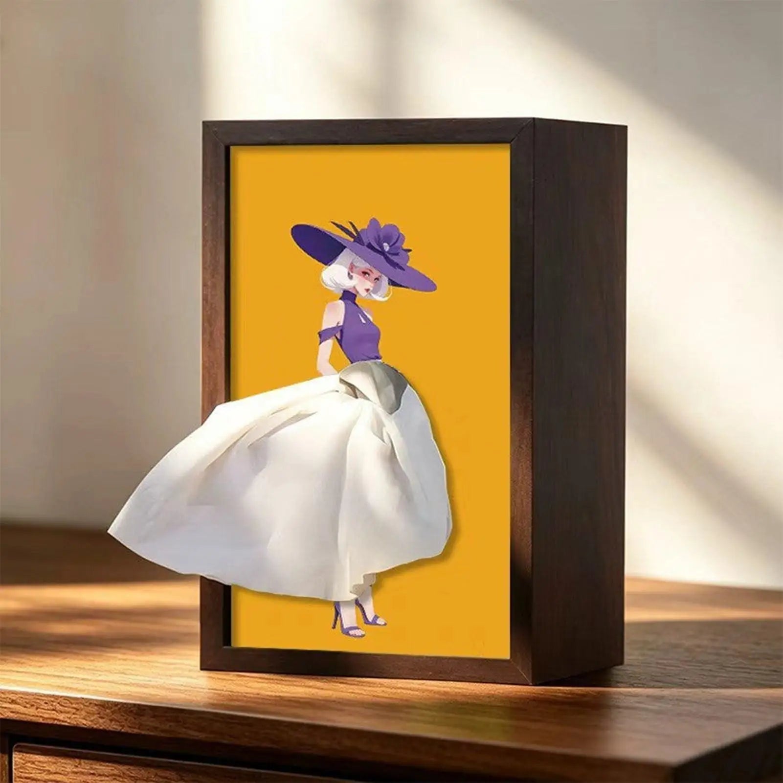 Wood Tissue Box Cover Modern Ballet Girl Pattern Dispenser Napkin
