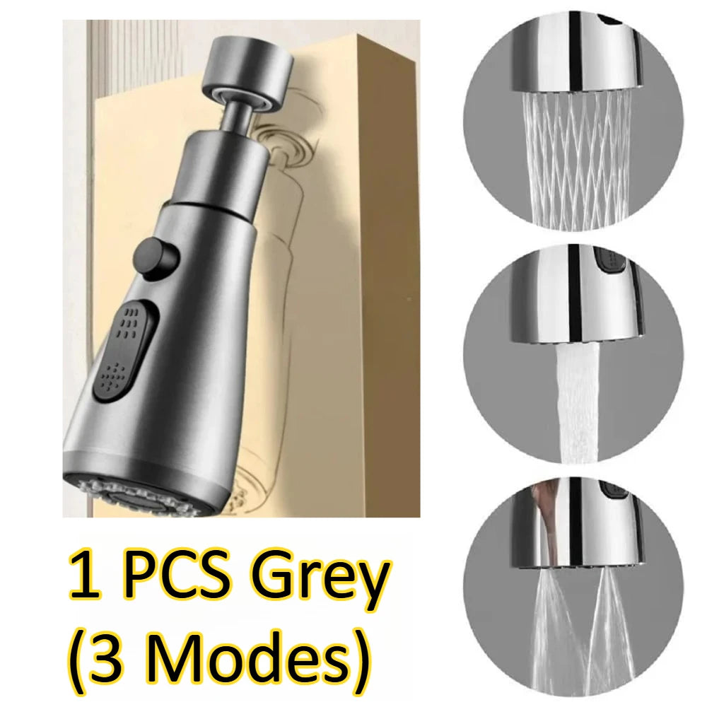 Universal Faucet Kitchen Black Removable Sink Faucet Rotating Splash Proof Sprinkler Spray Extender Bubbler Kitchen Gadgets Zpaxo grey