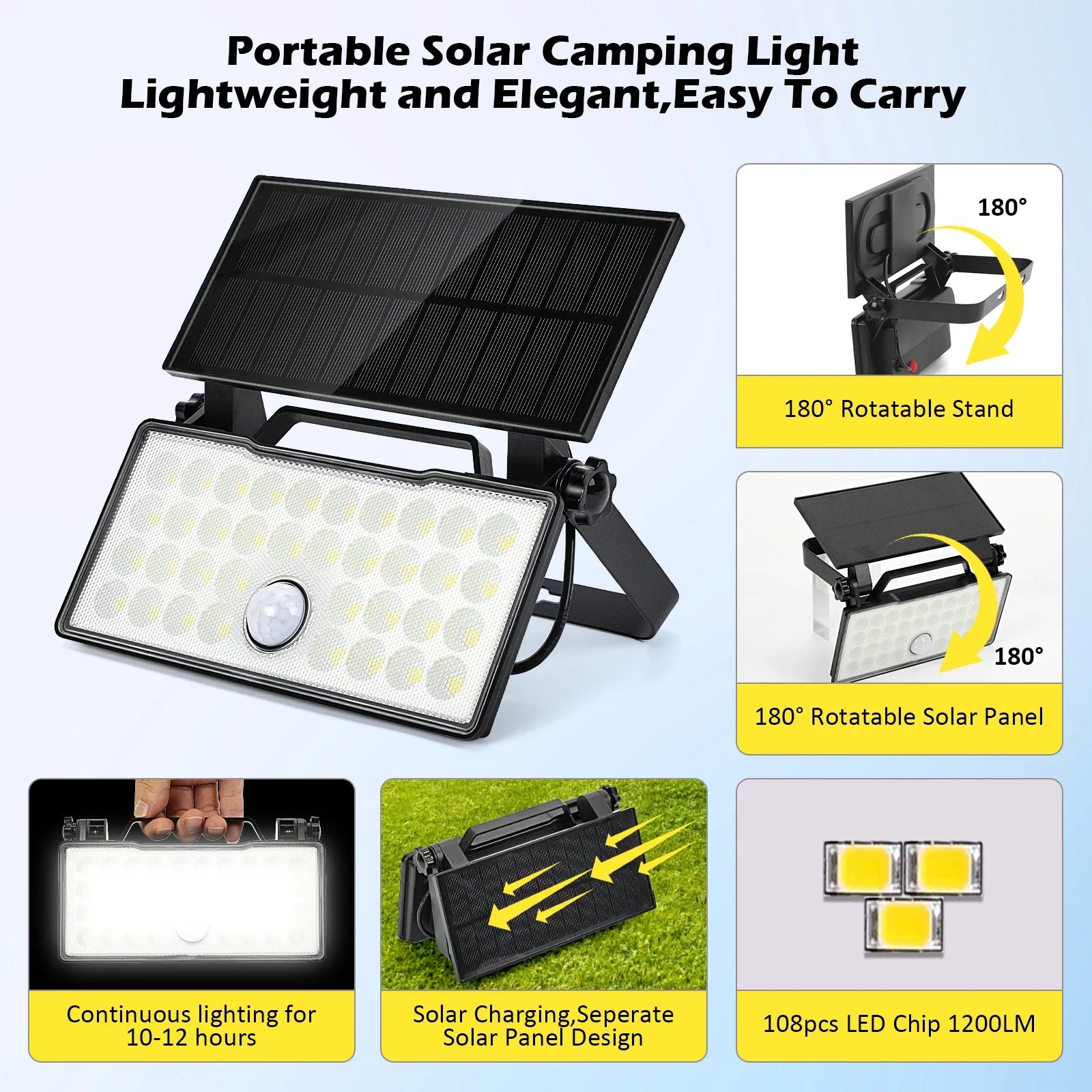 Outside Solar Safety Light Rotatable Solar Panel Motion Sensor Light with 3 Modes Solar Security Lighting Light for Countryside Zpaxo