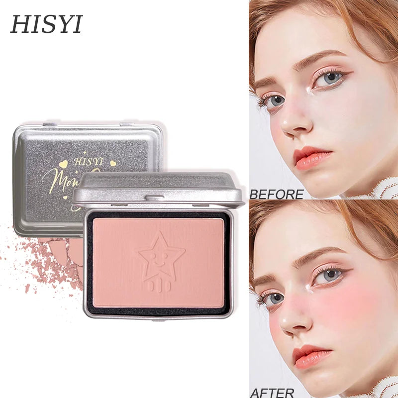 HISYI Aquatic clear monochrome blush, natural whitening, large capacity matte, easy-to-color monochrome rouge blush plate Zpaxo