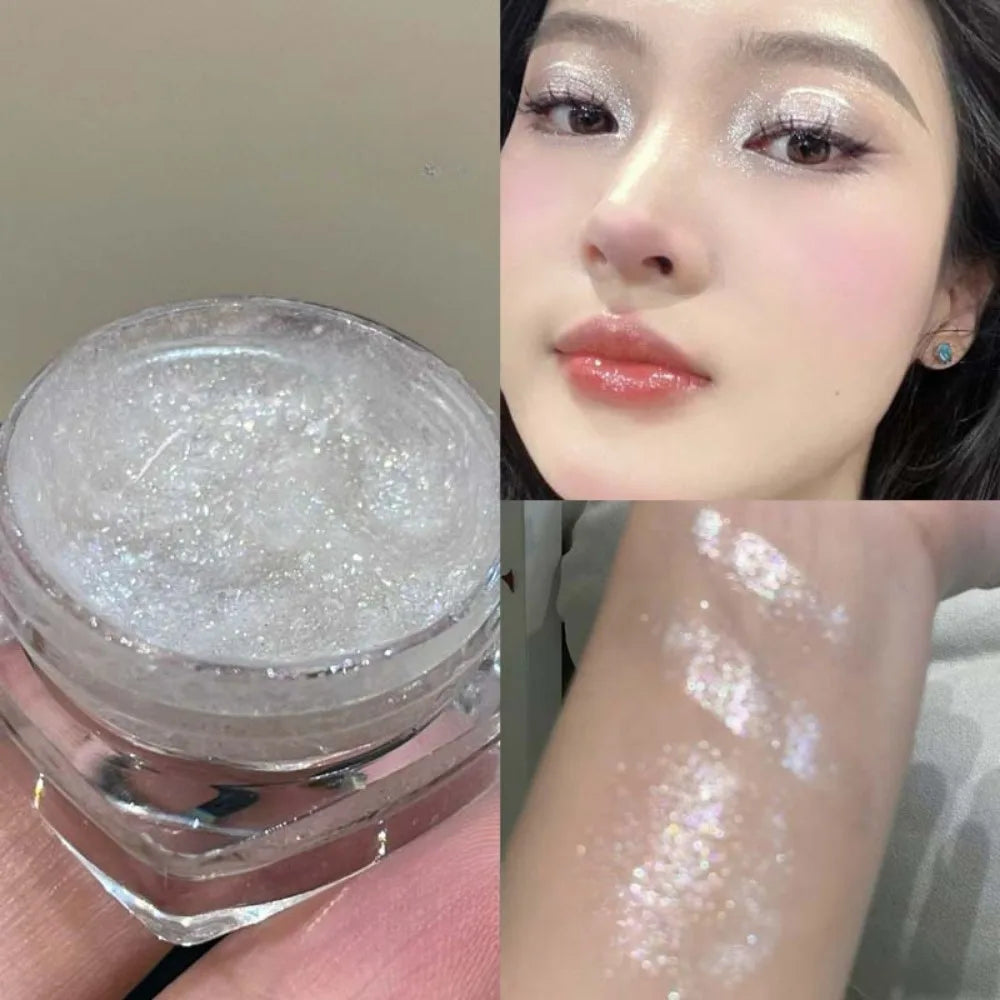 Glitter Highlighter Powder Eyeshadow Gel Fine Sparkling Pearly Diamond Wet Shadow Shimmer Brightening Contouring Makeup Cosmetic Zpaxo