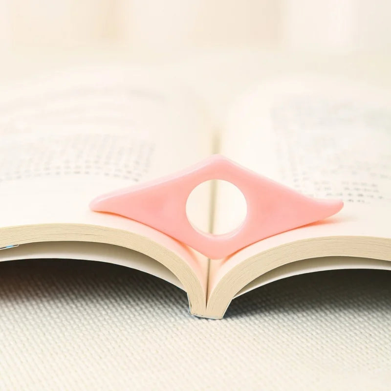 Reading Acrylic Bookmark Thumb Book Clip Ring Accessory Teacher Zpaxo pink