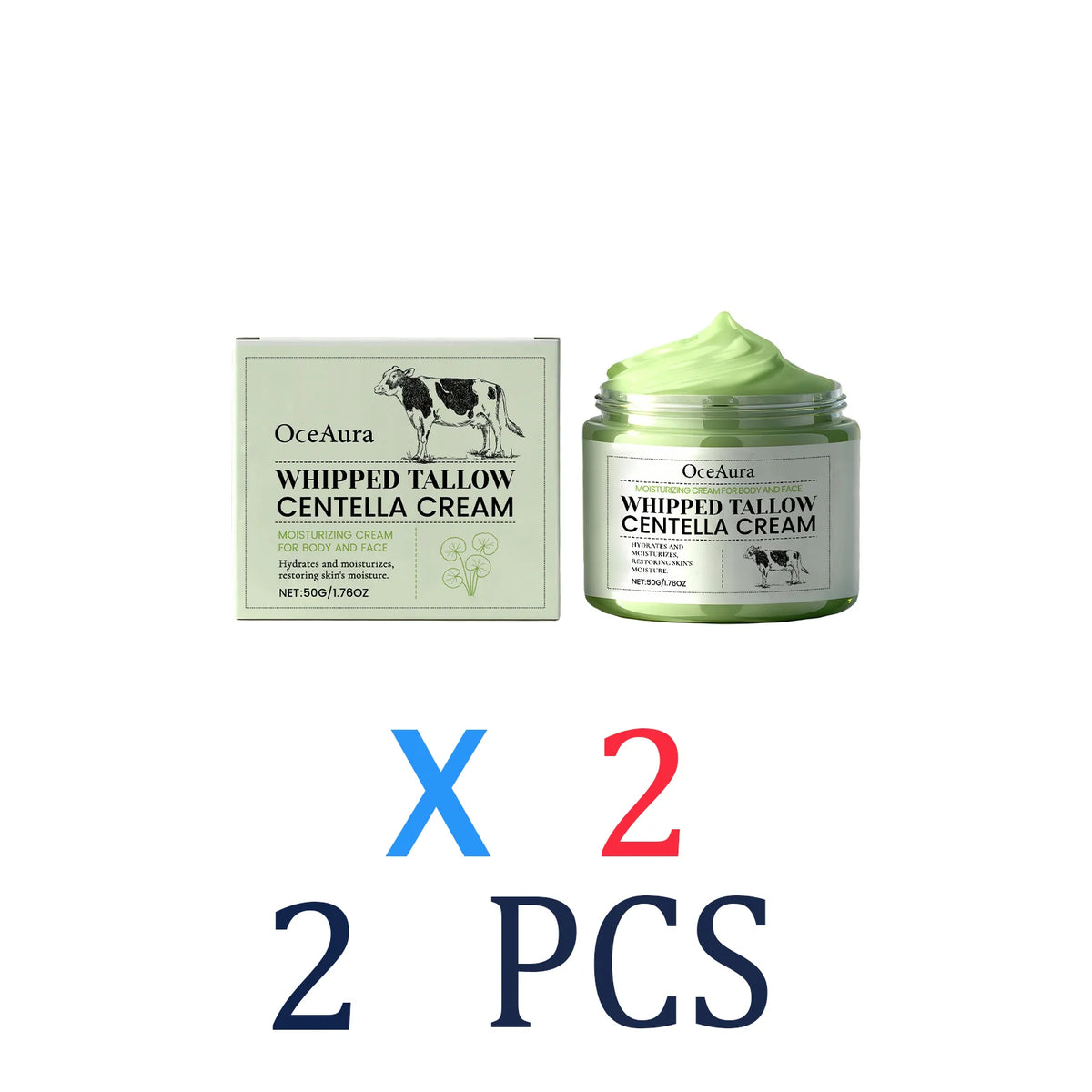 Tallow & Cica Repair Cream Deep Hydration Anti-Wrinkle Face Moisturizer Rich Cream for Dry Sensitive Skin Winter Skincare Zpaxo 2 Pcs