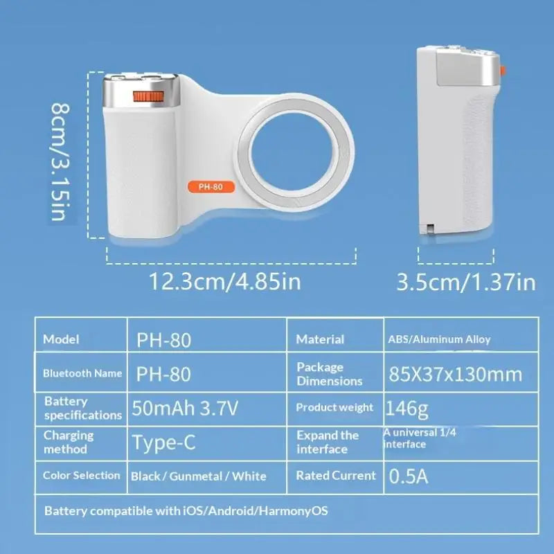 Magnetic Phone Grip with Bluetooth Remote Shutter & Stabilizer